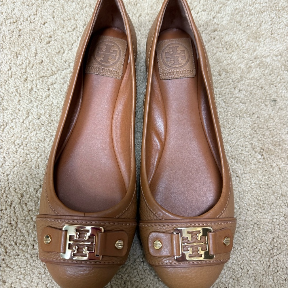 Tory Burch Brown Leather Ballet Flats